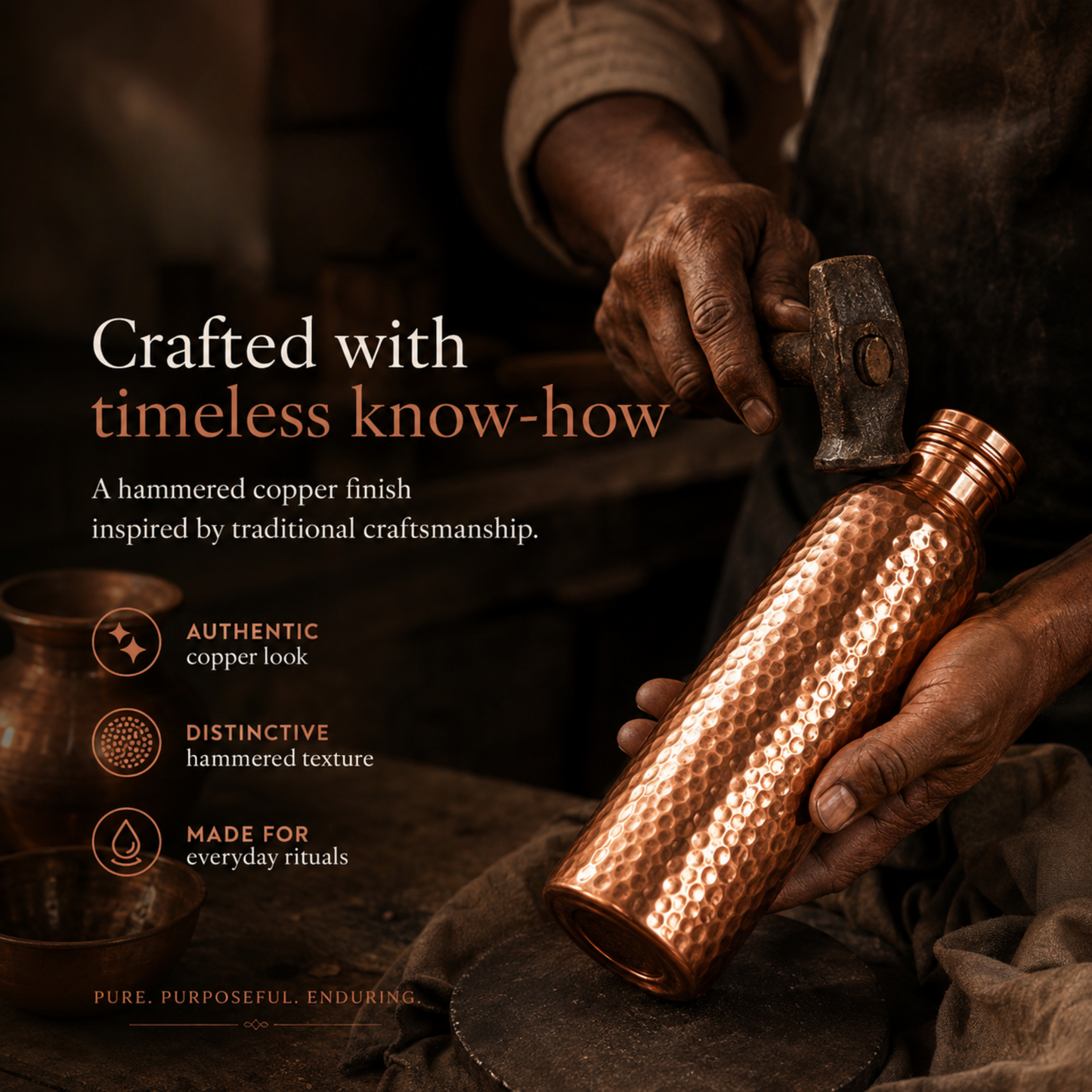 Pure Copper Water Bottle – HERA: Naturally Purified Water, Plastic-Free