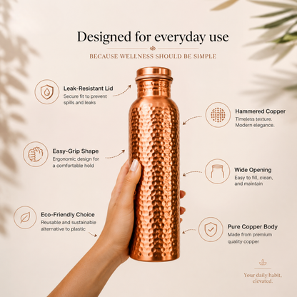 Pure Copper Water Bottle – HERA: Naturally Purified Water, Plastic-Free