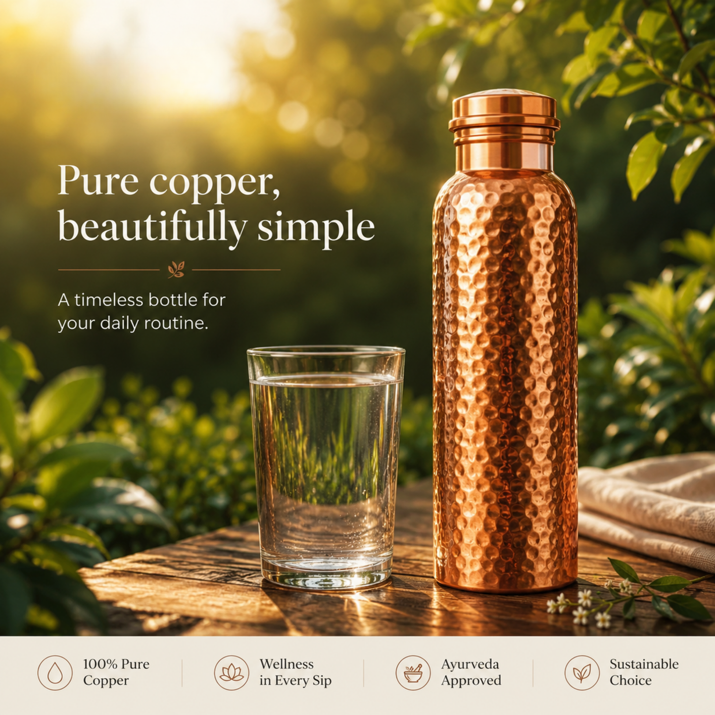 Pure Copper Water Bottle – HERA: Naturally Purified Water, Plastic-Free
