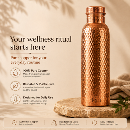 Pure Copper Water Bottle – HERA: Naturally Purified Water, Plastic-Free